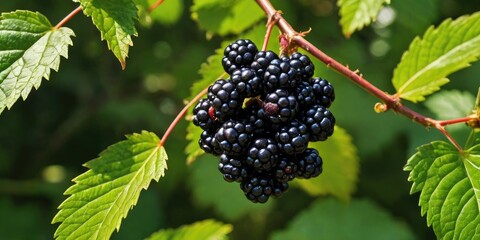 Forest Feast: Succulent Blackberries Bathed in Sunlight Splendor