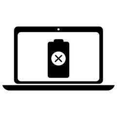 Laptop Battery Charging Filled Icon | Error Sign in laptop-charging | laptop Charging