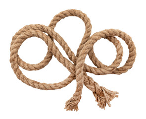 Jute rope with a knot or loop on a white background. Jute
