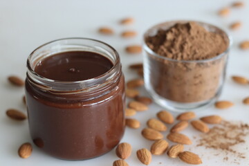 Almond chocolate spread, a heavenly blend of rich almonds and smooth chocolate, perfect for...