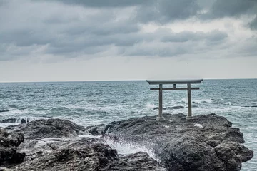 Keuken spatwand met foto 鎌倉の海と鳥居  © SonicCanvasCreations