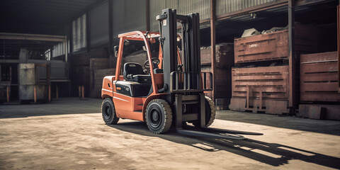 forklift truck in warehouse