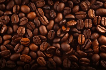 Coffee beans background, Panorama of artistic coffee banner.