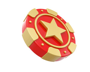 3D Red Casino Chip