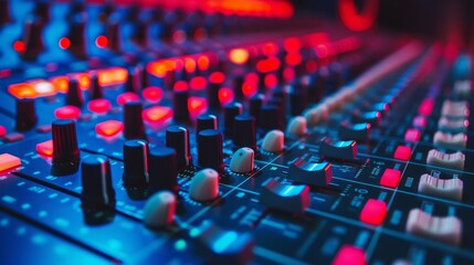 Fototapeta premium Professional Sound studio scene. Intricate audio equipment