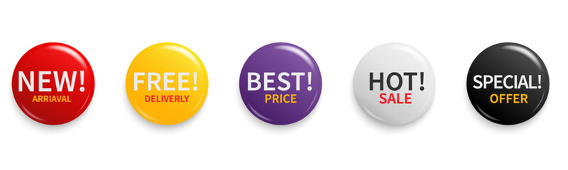 Promotions are colorful round speech bubble shape. discount promo sticker set. Text on label, Sign for advertising, banners, template and decorate. Vector illustrations isolated on white background.