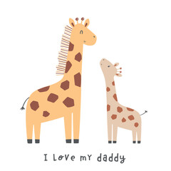 cute giraffe with baby giraffe vector