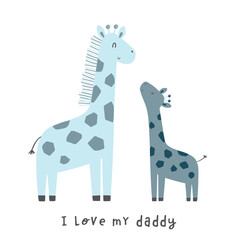 cute giraffe with baby giraffe vector