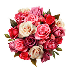Bouquet Red and pink roses isolated on white or transparent background
