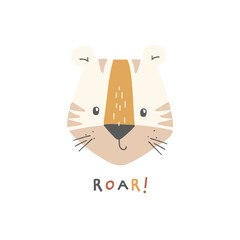 Cute tiger vector safari print