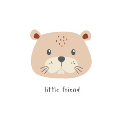 little beaver friend animal vector 