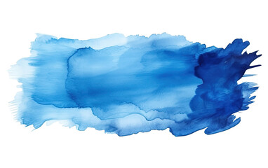 Blue watercolor paint brush strokes isolated on white or transparent background