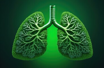 Green tree lungs isolated in a green forest. Health and green environment concept