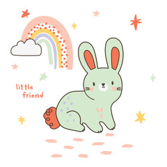 cute funny baby bunny vector