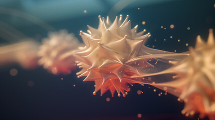 Obraz premium Abstract Artwork Depicts a Virus in a Cellular Liquid Background. Suitable for scientific projects clipart.