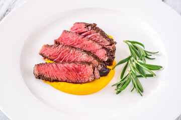 Sliced rib eye steak