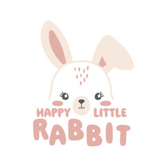 cute happy little rabbit vector print design