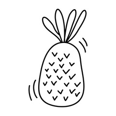 Pineapple icon using a hand-drawn style. Pineapple icon in line style