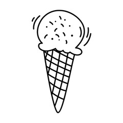 Ice cream icon using a hand-drawn style. Gelato icon in line style