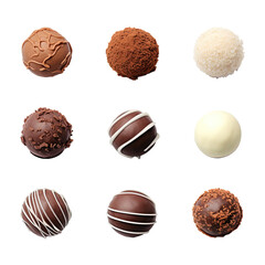 Collection of Chocolate Truffles isolated on white or transparent background