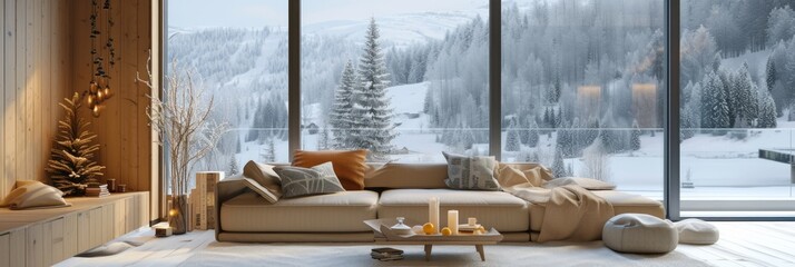Luxurious Modern Interior with Large Window Generative AI