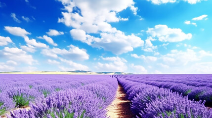 Beautiful lavender field with blue sky