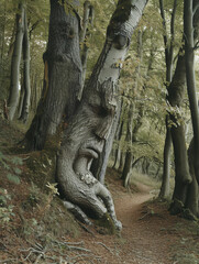 Obraz premium Forest Pareidolia, Nature's Guardians: Faces Among the Trees