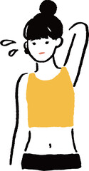 脱毛、ワキを気にする女性のイラスト