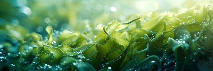 Underwater Seaweed Forest with Cosmetic Background Generative AI - obrazy, fototapety, plakaty