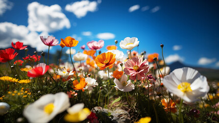 Obraz na płótnie Canvas Colorful flower meadow with sunny