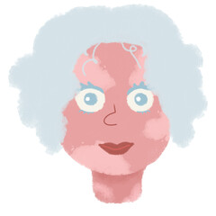 vitiligo woman with curly short mint hair