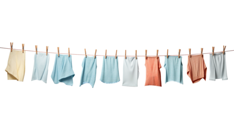 Clothesline isolated on white or transparent background