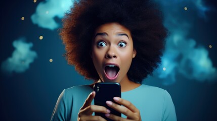 Excited Black Woman Receiving Good News Generative AI