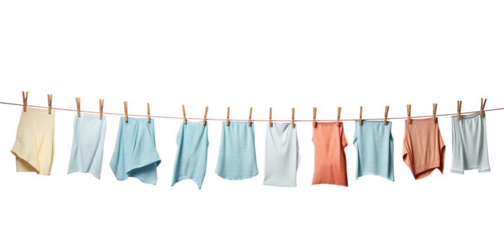 Clothesline isolated on white or transparent background