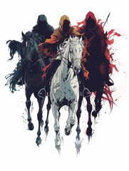 Four Horsemen of the Apocalypse Illustration Generative AI