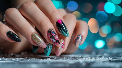 Nail Design Studio Header with Artistic Hand Designs Generative AI