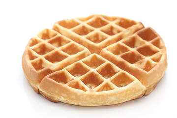 Crisp waffle isolated on white background