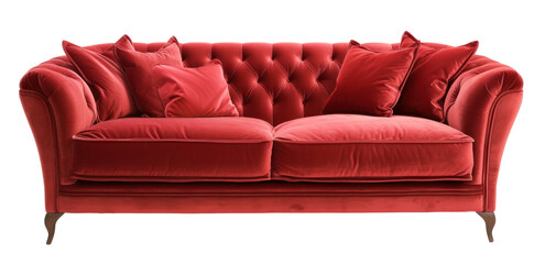 red sofa on transparent background