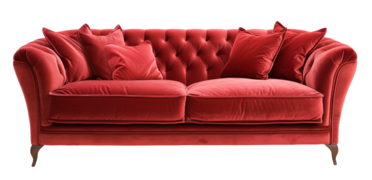red sofa on transparent background