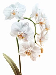 Fototapeta na wymiar White Orchid Flower Group Illustration Generative AI