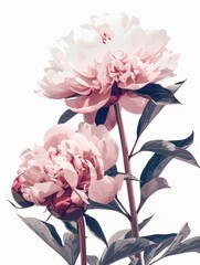 Pink Peony Illustration - Minimalist Floral Art Generative AI
