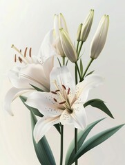 White Lily Illustration Generative AI