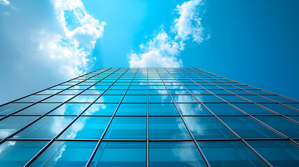 Fototapeta na wymiar Office building on a background of the blue sky. generative ai