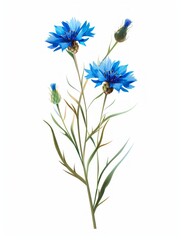 Vibrant Cornflower Flower Illustration Generative AI