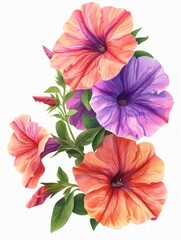 Vibrant Petunia Flower Illustration Generative AI