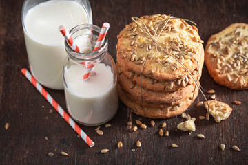 Sweet sunflower seed cookies baked in a home bakery.