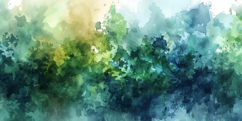 Abstract Watercolor Interpretation of Forest Generative AI