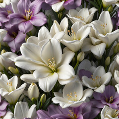 Soft bouquet of pink and white lilies. Floral background. 