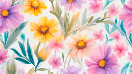 Fototapeta na wymiar Soft pastel spring flowers. Floral background.