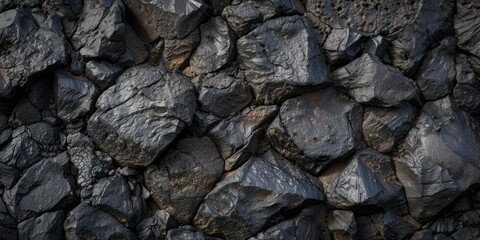 Volcanic Rocks Black Background Generative AI